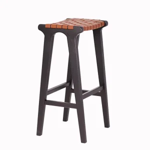 Commercial Furniture Wooden Bar Chair Wood Frame Leather Woven Weaving Counter Stool