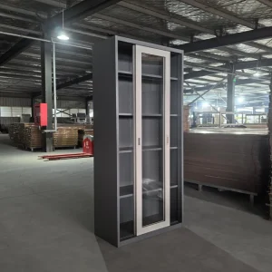 Commercial Glass Sliding Door Steel Filing Cabinet with Lock Heavy Duty Metal Cupboard Office File Cabinet