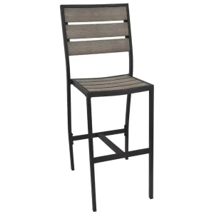 Commercial Grade Aluminum Plastic Wood Outdoor Bar Stool BIFMA Certified 3-Day Shipping Bistro Restaurant High Chair