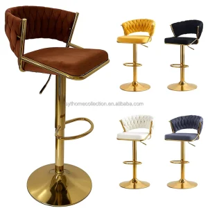 Commercial Grade Bar Stool Counter Chair with 60 80cm Height Range and Gold Frame for Restaurant Bar and Makeup Room Use