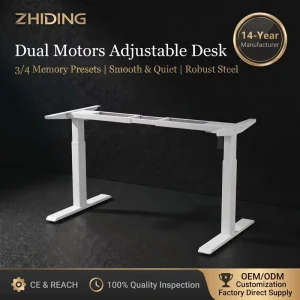 Commercial Grade Dual Motor Standing Desk Frame REACH Certified Robust Steel Base with 4 Memory Presets
