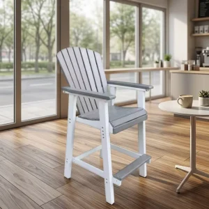 Commercial Grade HDPE Adirondack Barstool All Weather Outdoor High Back Chair Modern Design Dining Garden Seating