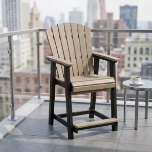 Commercial Grade HDPE Adirondack Barstool Dining Outdoor Use Hotels Resorts Beach Clubs Non-Slip Base Ergonomic Backrest Modern