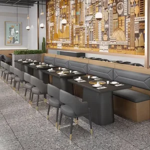 Commercial Grade Hotpot Tables and Chairs Set Oilproof Leather Booth Seating Catering Fast Food Restaurant Furniture Supply