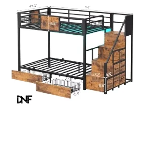 Commercial Grade Metal Bunk Bed Storage Steps Industrial Design Twin XL Sturdy School Dormitory Bed Frame Customizable