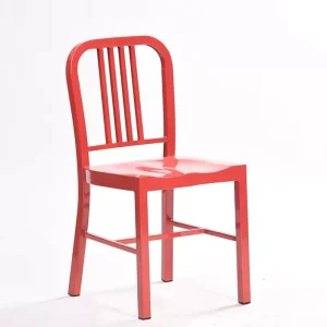 Commercial Grade Stackable Industrial Metal Iron Navy Chair Restaurant Cafe Bistro Dining Chair for Outdoor Indoor Use