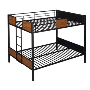 Commercial Grade Steel Bunk Bed Anti-Rust Metal Twin Over Twin with Wooden Panels Steel Frame for Dormitory Bedroom Hostels