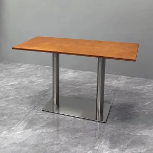 Commercial Heavy Duty Compact Square Design Wood Dining Room Table Sets with Metal Base for Hotels and Restaurants