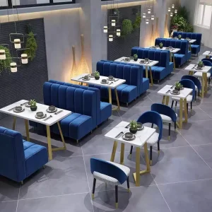 Commercial Heavy Duty Restaurant Furniture Modern Lounging Cafe Table Chair Set Soft Dessert Sofa Booth for Hotel Use