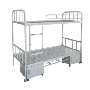 Commercial Heavy Duty Steel Bunk Bed with Ladder and Storage Cabinet for Dormitory Hostel School Furniture