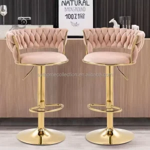 Commercial Hit SYT Plush Tufted Velvet Bar Stool for Cocktail Bar 36cm Wide Seat Upholstered Bar Stool for Lounge Bar