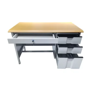 Commercial Home Office Metal Computer Desk Simple Design Library Steel Office Writing Table with Drawers