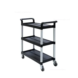 Commercial Hotel Restaurant Three Layer Plastic Mobile Dining Cart Small Collection Trolley for Meal Delivery Multifunctional