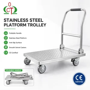 Commercial Hotel Trolley 4 Wheel Portable Foldable Stainless Steel Cart Restaurant Stainless Steel Trolley