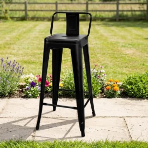 Commercial Industrial Cafe Restaurant Metal Iron High Back Rest Bar Chair With Backrest
