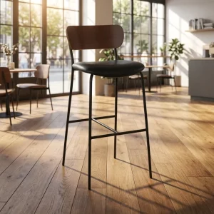 Commercial Industrial Modern Hotel Living Room Cafe Furniture Metal Bar Chairs PU Leather High Bar Stool Steady Eco Friendly
