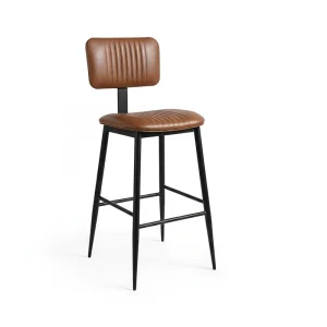 Commercial Industrial Square Bar Stool High Chair Metal Leg PU Leather Seat Modern Restaurant Furniture Durable Hotel Dining