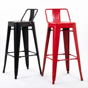 Commercial Iron Bar Stool with Backrest for Kitchen Heavy Duty Vintage Industrial Design High Bar Chair Outdoor Use