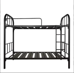 Commercial Iron Bunk Bed Heavy Duty Black Steel Frame for School Dormitory and Bedroom Hotel Apartment