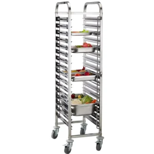 Commercial Kitchen 15 Tier Stainless Steel Cafeteria Cart Restaurant Tray Trolley for Baking