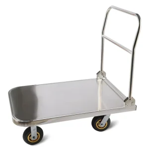 Commercial Kitchen Foldable Trolley Multifunctional Stainless Steel Flat Cart for Hotels and Restaurants