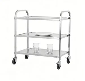 Commercial Kitchen Stainless Steel 3 Tier Food Cart Mobile Serving Trolley Hotel Catering Equipment