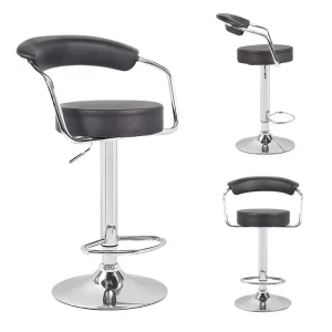 Commercial Leather Upholstered Adjustable Swivel Bar Stool Metal Leg High Back Dining Chairs for Restaurant Bar Stool High Chair