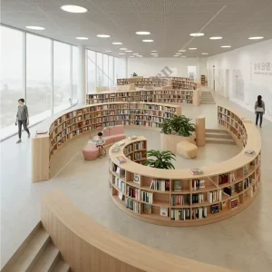 Commercial Library Bookstore Furniture Modern Plywood Cabinets Fixtures Book Display Shelves Supermarket Hotel School