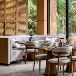 Commercial Marble White Black Restaurant Table Chair Set with Leather Seat Sofa for Hotels Restaurants Dining Areas Home Bars