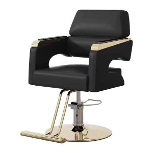 Commercial Metal Barber Chair with Reclining Function Swivel Height Adjustment Salon Furniture