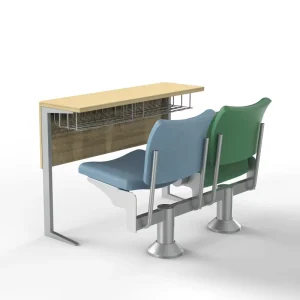 Commercial Metal School Sets Adjustable Lecture Hall Desk Tables and Chairs in Silver White Grey for Students
