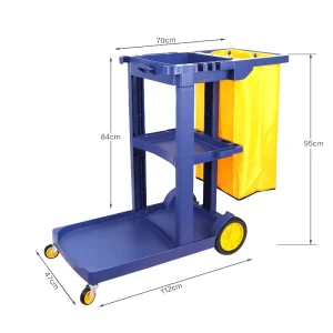 Commercial Mobile Cleaning Handcart for Hotel and Shopping Mall Use Plastic Utility Trolley for Linen and Cleaning Supplies