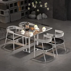 Commercial Modern American Industrial Style Stainless Steel Dining Table Chair Set Eco Friendly Durable Restaurant Furniture