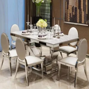 Commercial Modern Design Stainless Steel Dining Chairs and Wedding Dining Table Sets Golden and Silver Electroplated for Hotels