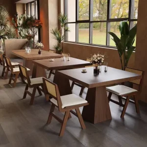 Commercial Modern Durable Solid Wood Restaurant Furniture Dining Set Eco Friendly Waterproof Finish Custom Design Restaurants