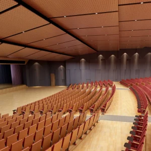 Commercial Modern Fabric Foldable Theater Seats Auditorium Lecture Hall University Performance Chairs Red