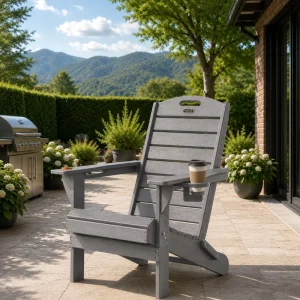 Commercial Modern HDPE Adirondack Chair Foldable Waterproof Outdoor Lounge Chair for Hotel School Park Resort Poolside Projects