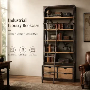 Commercial Modern Ladder Display Bookcase Metal Frame Storage Drawers for Supermarket Workshop Library Bookstore Hotel Lounge
