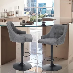 Commercial Modern Leather Adjustable Contemporary Boucle Bar Stool with U Shaped Design for Dining & Living Room