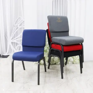 Commercial Modern Luxury Dining Theatre Auditorium Stackable Iron Fabric Church Chairs with Customized Color
