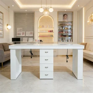 Commercial Modern Nail Desk Multi Functional Salon Manicure Nail Table Spa Set with Marble Top Durable Design