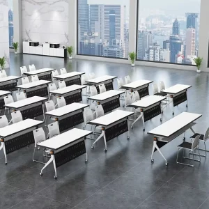 Commercial Modern Office Training Table Sliding Movable Folding White Modular Extendable Desk For School Office Use