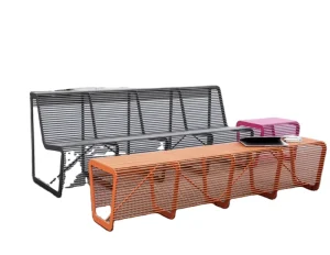 Commercial Modern Outdoor Bench Durable Powder Coated Iron Steel Patio Seating for Courtyard Villa Homestay Restaurant