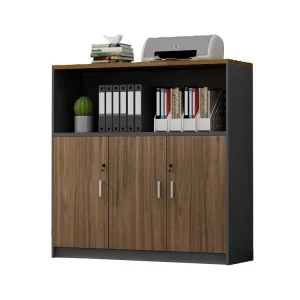 Commercial Modern Panel Design Movable Wooden Office Low File Storage Cabinet with Modular Lock for Home Office & Gym