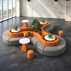 Commercial Modern Sectional Reception Office Sofa Set PU Sponge Filled Extendable for Hotels & Malls