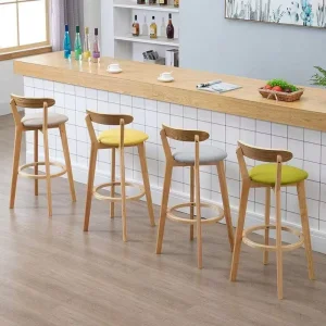 Commercial Modern Solid Wood Bar Stool with Ergonomic High Backrest for Hotel Restaurant Kitchen and Home Bar