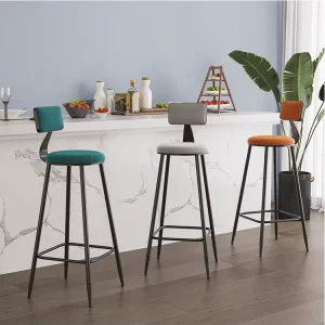 Commercial Modern Steady Durable Metal Velvet Cushion Bar Stool High Chair for Restaurant and Cafe Use