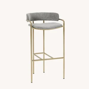 Commercial Modern Velvet Stainless Steel Bar Chair Luxury Bar Stool