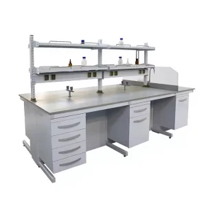 Commercial Modular Steel Wood Laboratory Workbenches for Hospitals Schools Mobile Lab Furniture Tables with Cabinets