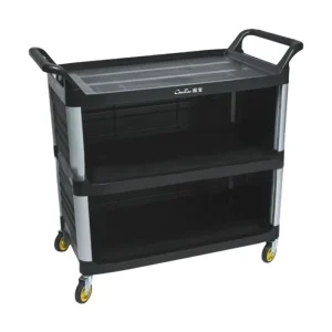 Commercial Multi Purpose 3 Layer Mobile Utility Service Cart Plastic Hotel Restaurant Food Service Cleaning Trolley Carts Black
